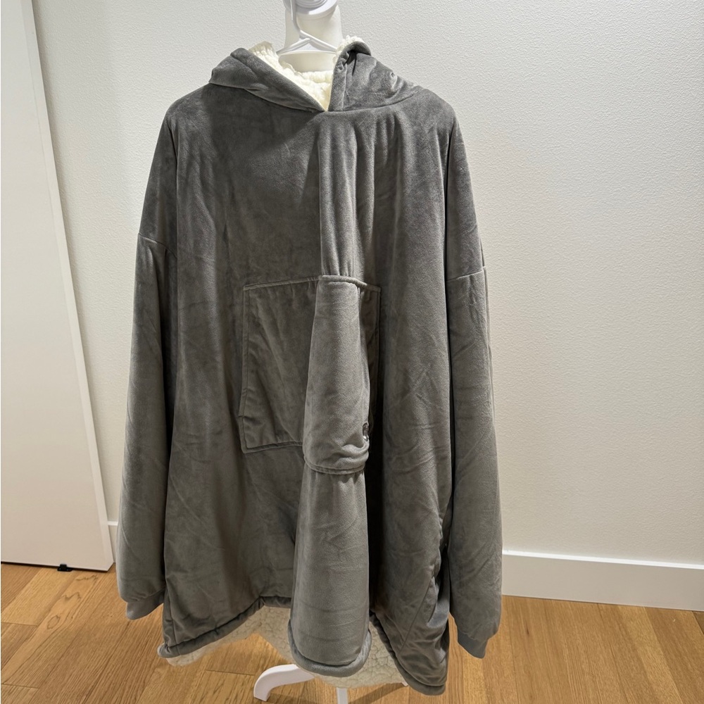 The Comfy Gray Hooded Blanket Poncho